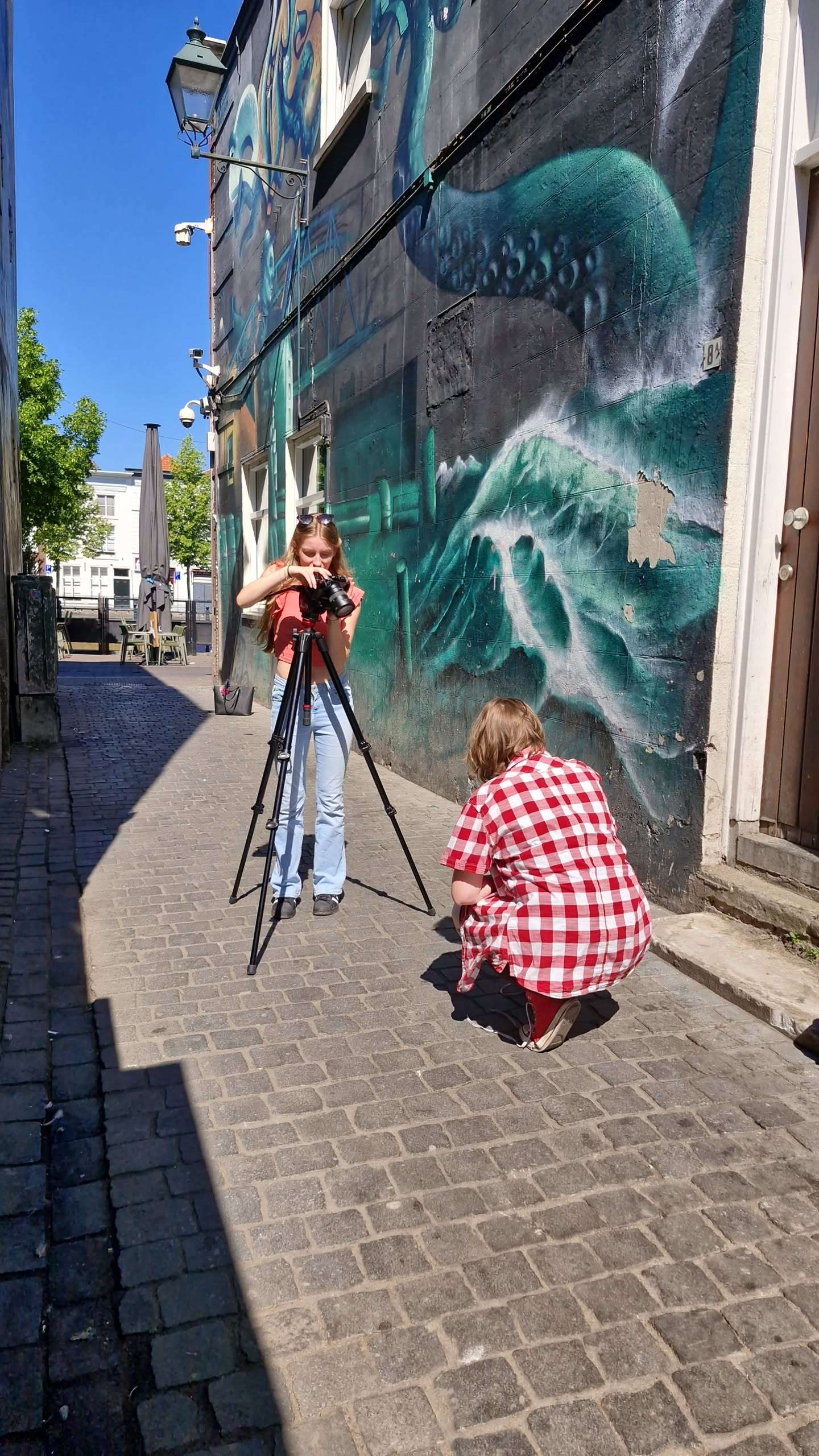 Behind the scenes beeld van het filmproject Veters Strikken